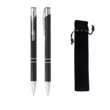 High-end Classical Aluminum Ballpoint Pen Pouch Packing Smooth Writing Black Ink Metal Pen with custom logo